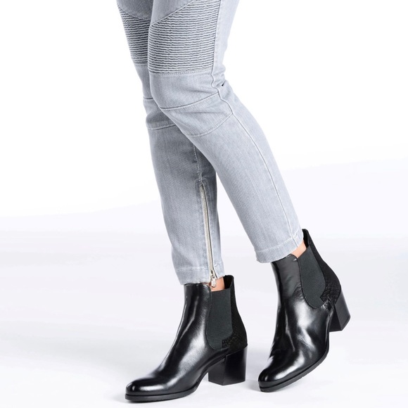 George J Love Black Leather Ankle Boots with Animal Print Detail - Picture 5 of 13